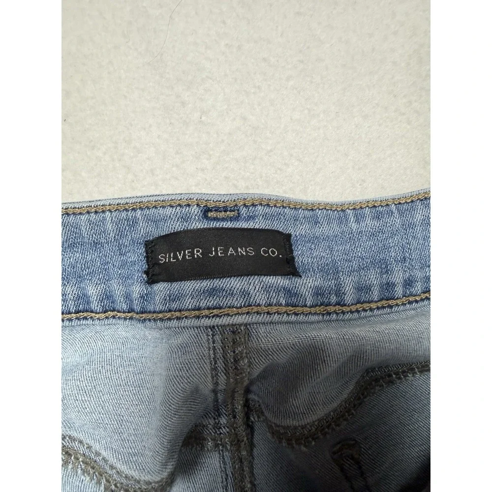 Silver Jeans Co Boyfriend Jeans Womens 34x27 Light Wash Stretch Raw Hem Denim